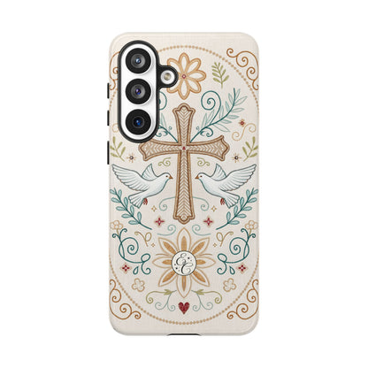 Christian Cross and Doves Tough Phone Case
