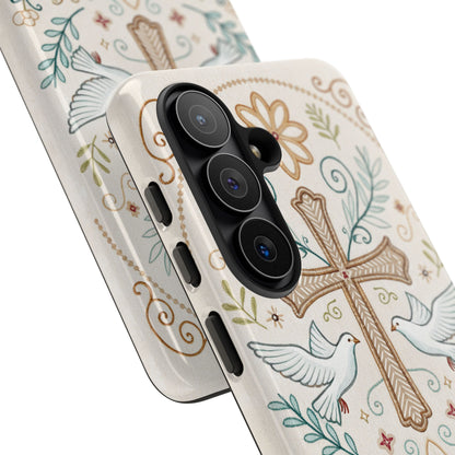 Christian Cross and Doves Tough Phone Case