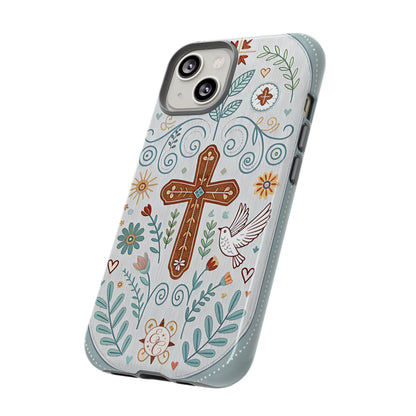 Christian Cross Floral Tough Phone Case