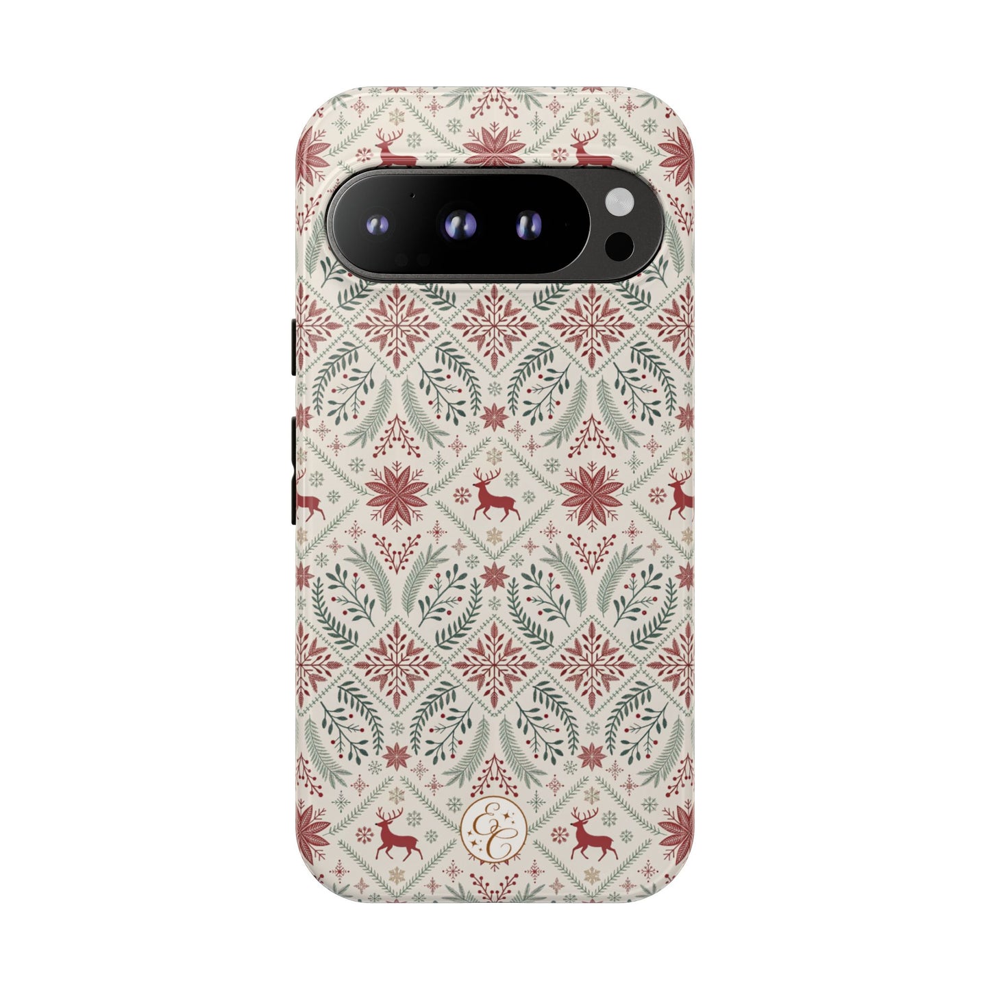 Red Reindeer Christmas Pattern Tough Phone Case