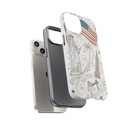 USA Landmarks Boho Doodle Tough Phone Case
