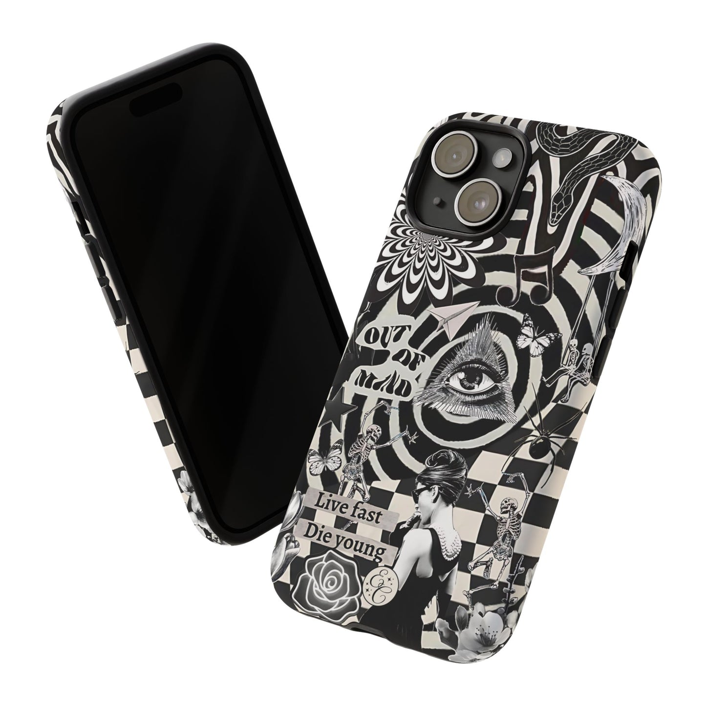 Black and White Psychedelic Art Tough Phone Case