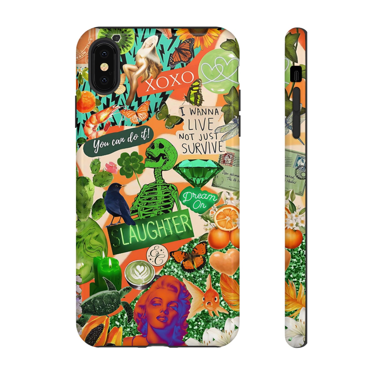 Green and Orange Collage Tough Phone Case