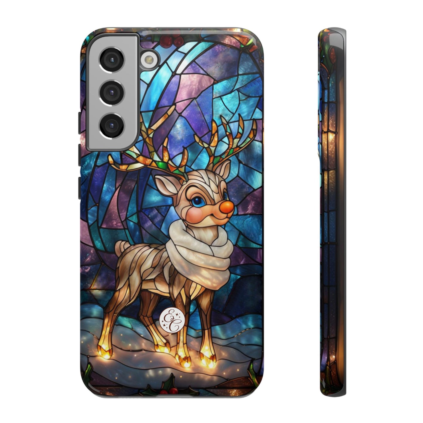 Cute Reindeer Stained Glass Tough Phone Case