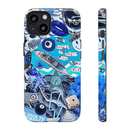 Eclectic Blue Collage Tough Phone Case