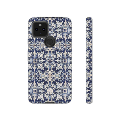 Mediterranean Floral Ceramic Pattern Tough Phone Case