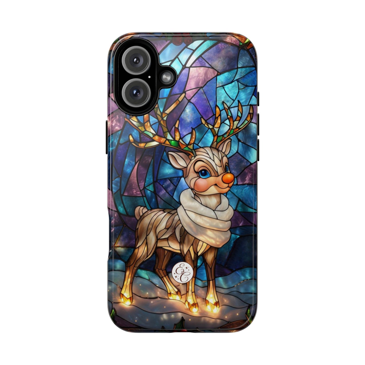 Cute Reindeer Stained Glass Tough Phone Case