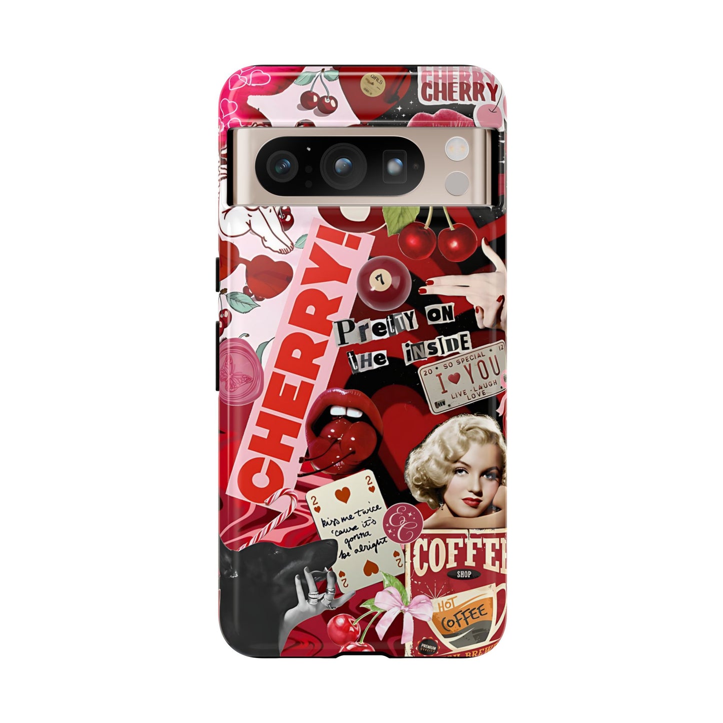 Cherry Theme Retro Collage Tough Phone Case