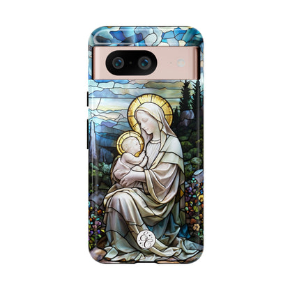 Virgin Mary with Baby Jesus Stained Glass Tough Phone Case