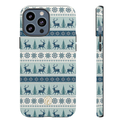 Blue Winter Reindeer Tough Phone Case