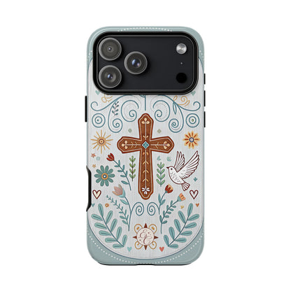 Christian Cross Floral Tough Phone Case