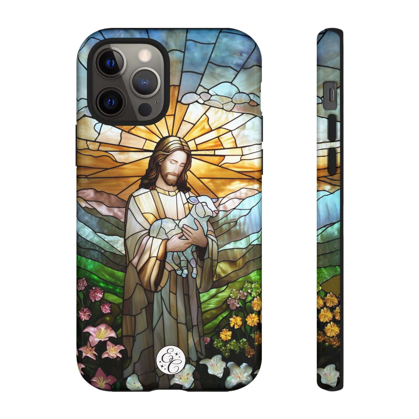 Jesus Holding a Lamb Stained Glass Tough Phone Case