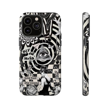 Black and White Psychedelic Art Tough Phone Case