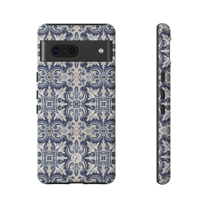 Mediterranean Floral Ceramic Pattern Tough Phone Case