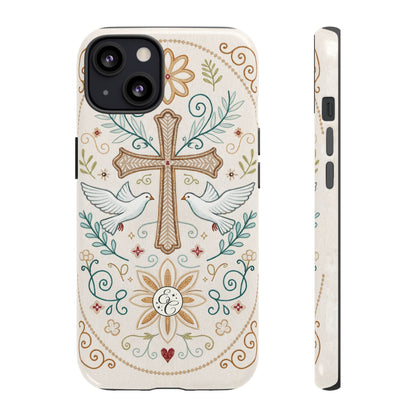 Christian Cross and Doves Tough Phone Case