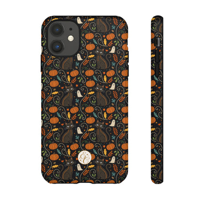 Boho Halloween Black Cat Pattern Tough Phone Case