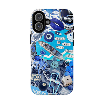 Eclectic Blue Collage Tough Phone Case