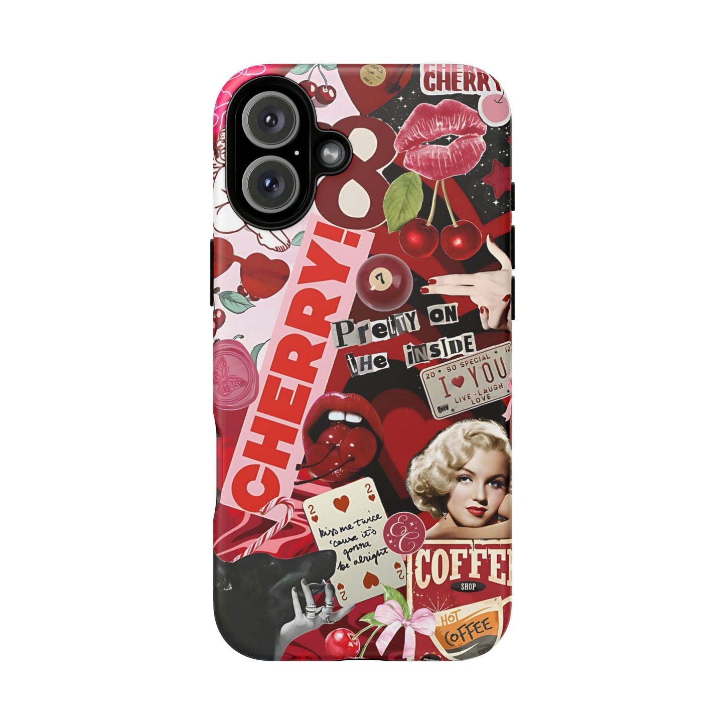 Cherry Theme Retro Collage Tough Phone Case