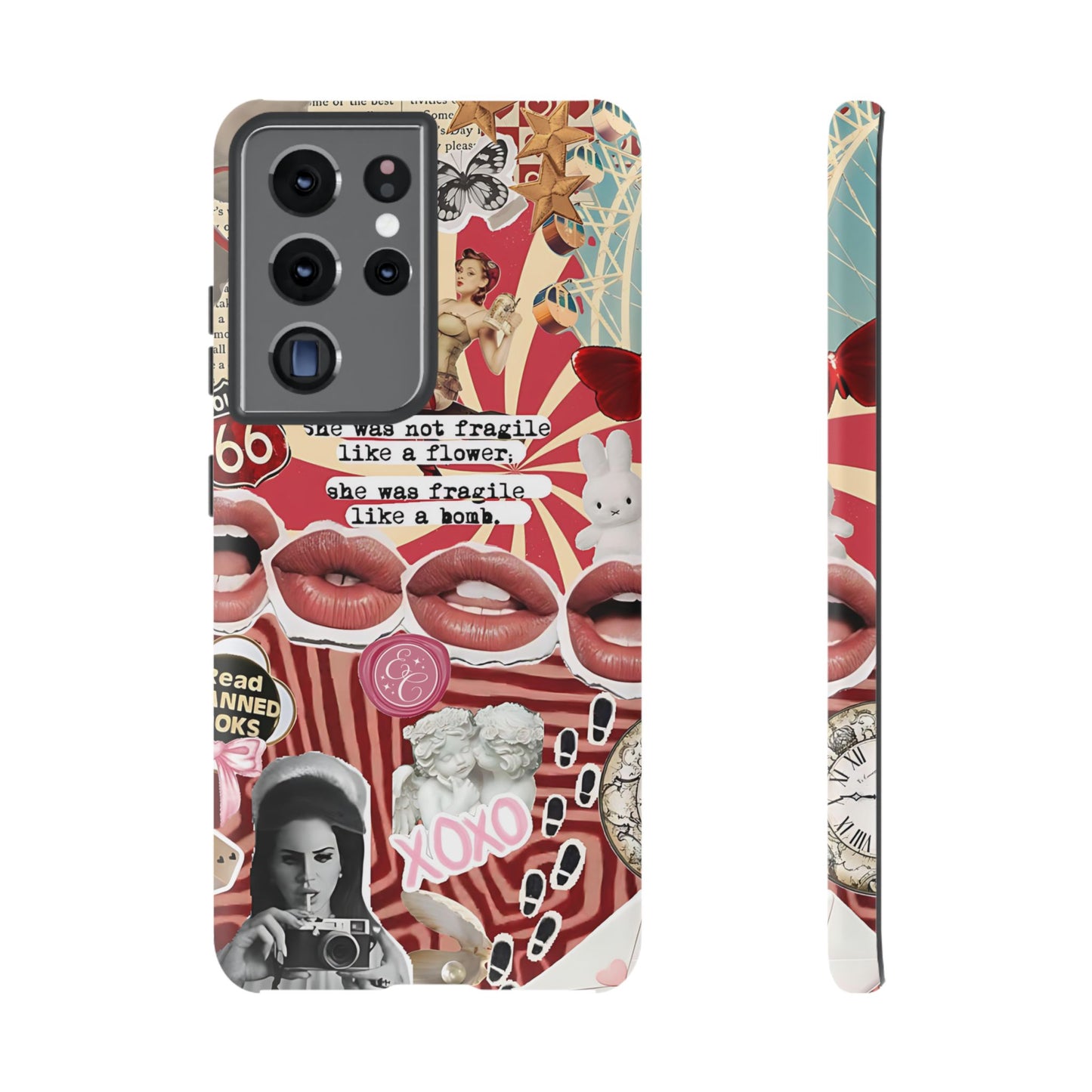 Feminine Aesthetic Retro Collage Tough Phone Case