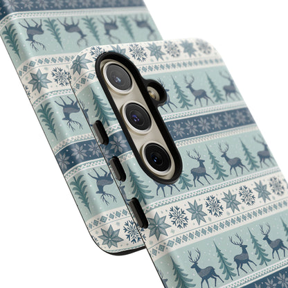 Blue Winter Reindeer Tough Phone Case