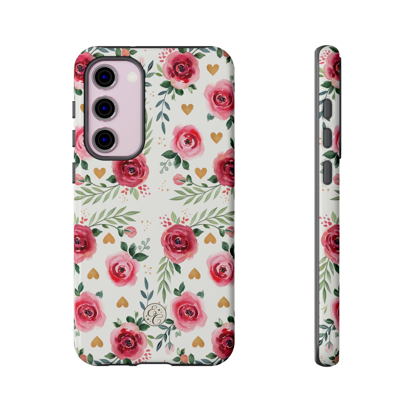 Hearts & Roses Watercolor Pattern Tough Phone Case