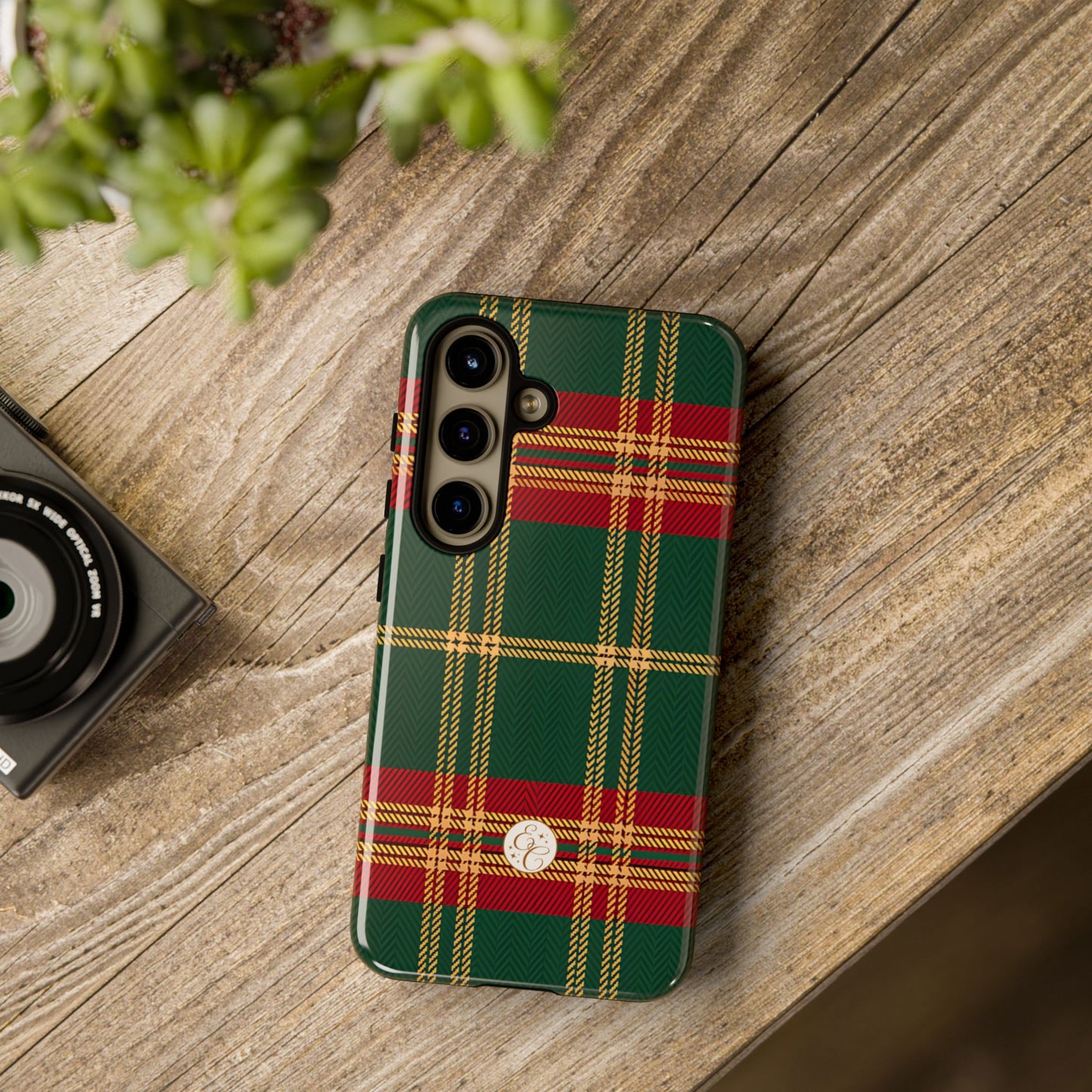 Green Red & Gold Plaid Tough Phone Case