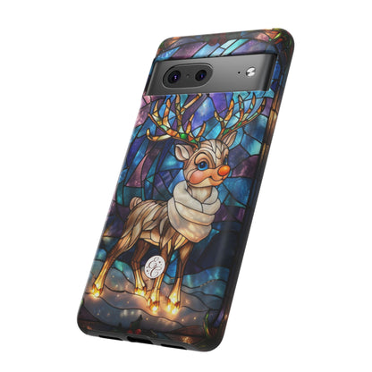 Cute Reindeer Stained Glass Tough Phone Case