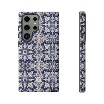 Mediterranean Floral Ceramic Pattern Tough Phone Case