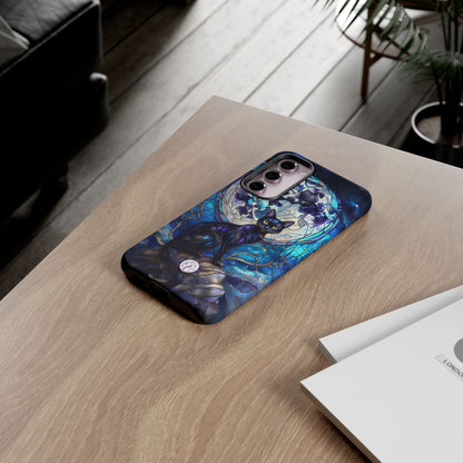 Midnight Cat Stained Glass Halloween Phone Case