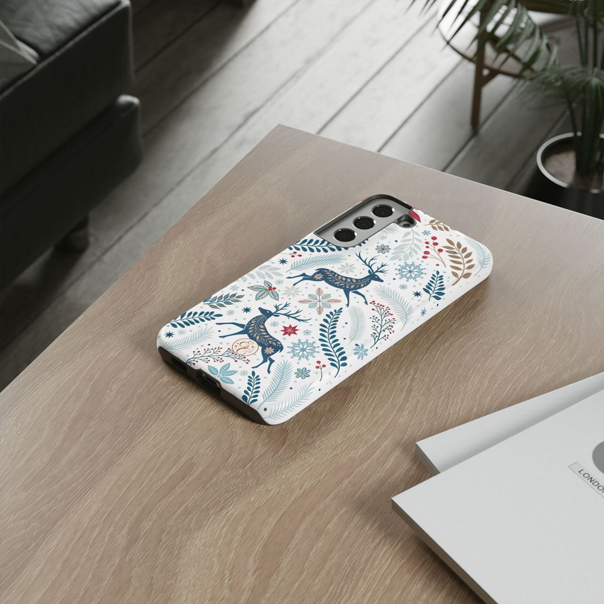 Blue Winter Deer Phone Case