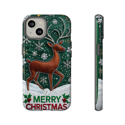 Merry Christmas Reindeer Tough Phone Case