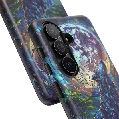Moonlit Wolf Stained Glass Halloween Phone Case