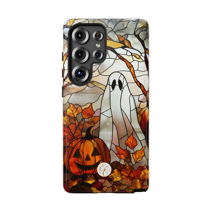 Halloween Ghost & Pumpkin Stained Glass Tough Phone Case