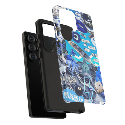 Eclectic Blue Collage Tough Phone Case