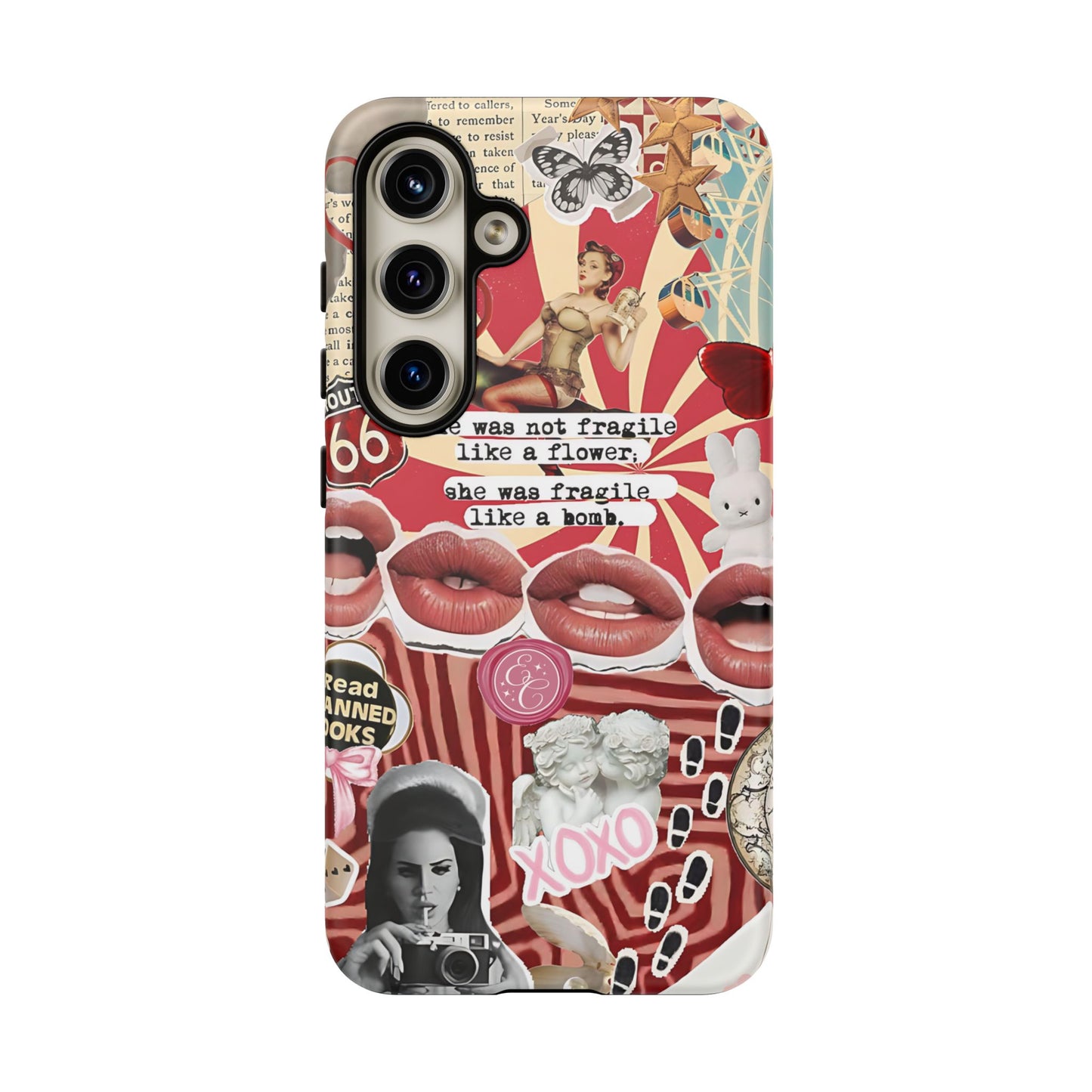 Feminine Aesthetic Retro Collage Tough Phone Case