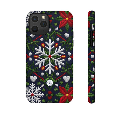 Snowflakes and Poinsettias Tough Phone Case