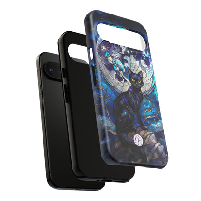 Midnight Cat Stained Glass Halloween Phone Case