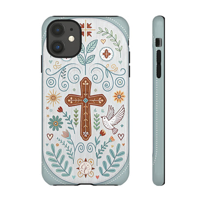 Christian Cross Floral Tough Phone Case