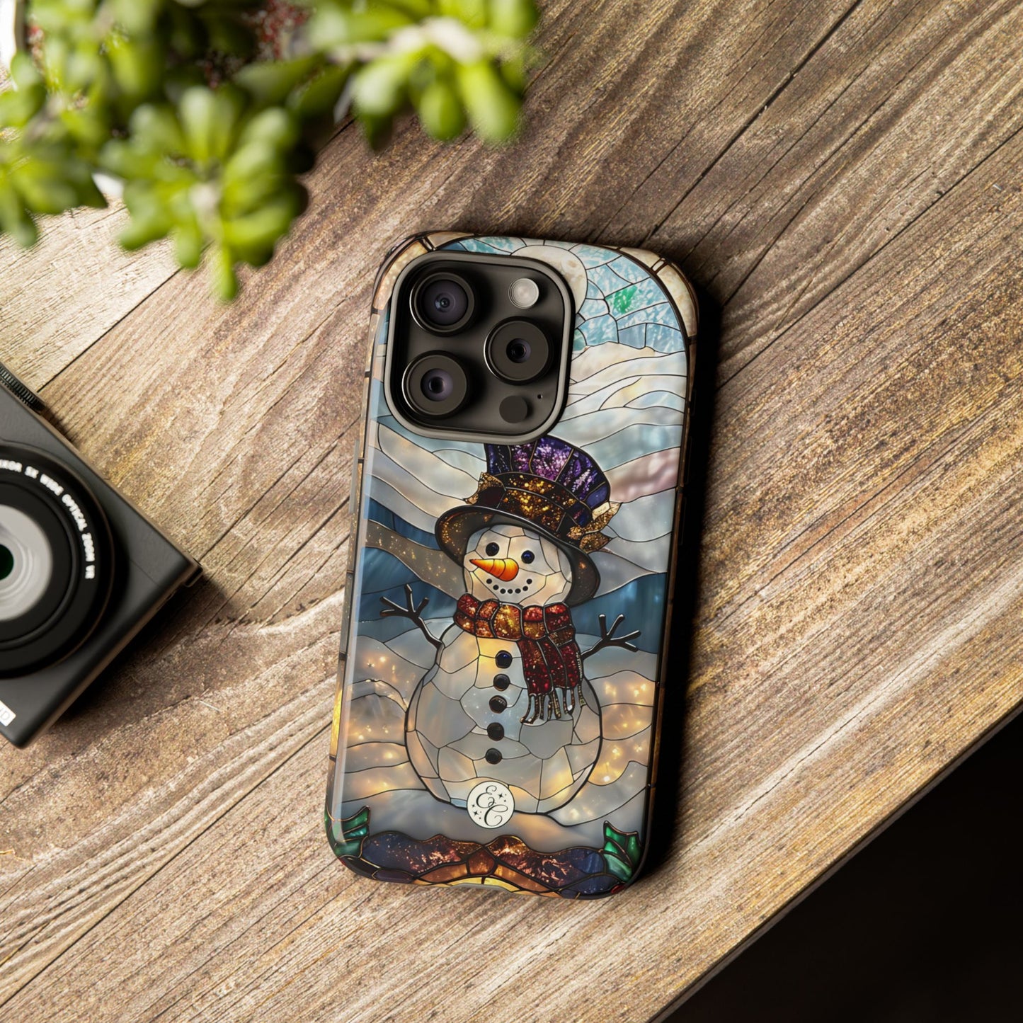 Snowman Stained Glass Tough Phone Case