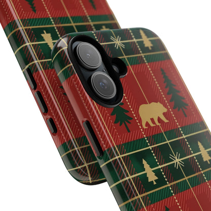 Christmas Bear Plaid Tough Phone Case
