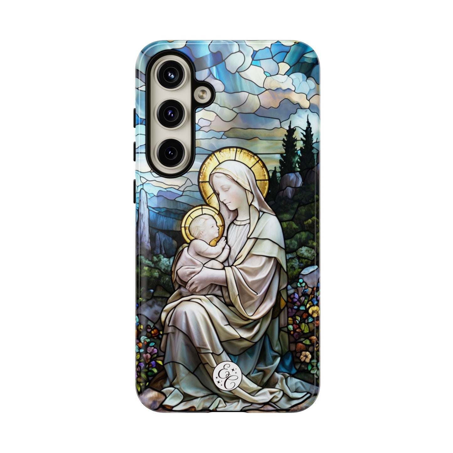 Virgin Mary with Baby Jesus Stained Glass Tough Phone Case
