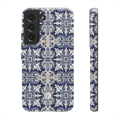 Mediterranean Floral Ceramic Pattern Tough Phone Case