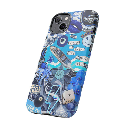 Eclectic Blue Collage Tough Phone Case