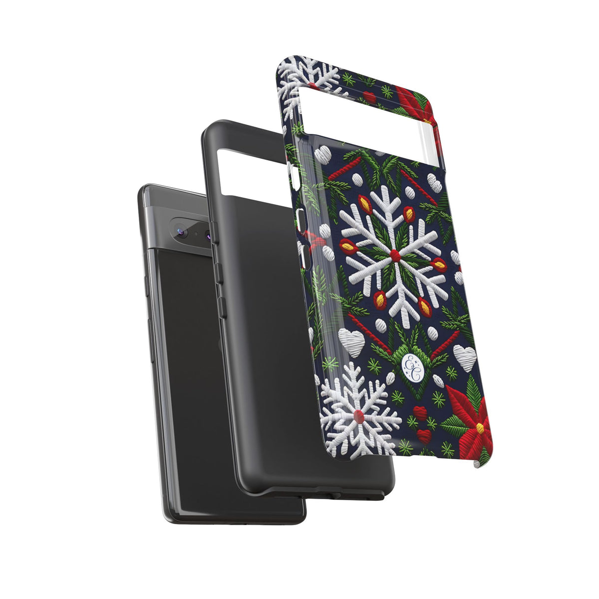 Snowflakes and Poinsettias Phone Case