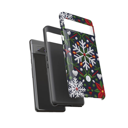 Snowflakes and Poinsettias Phone Case