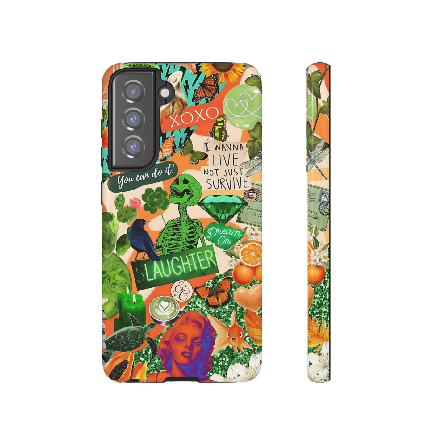 Green and Orange Collage Tough Phone Case