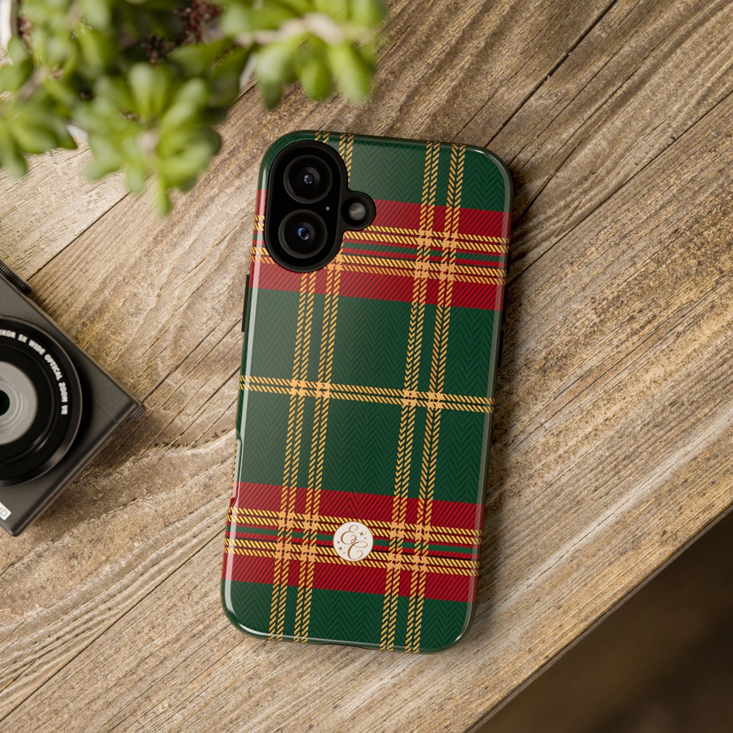 Green Red & Gold Plaid Tough Phone Case