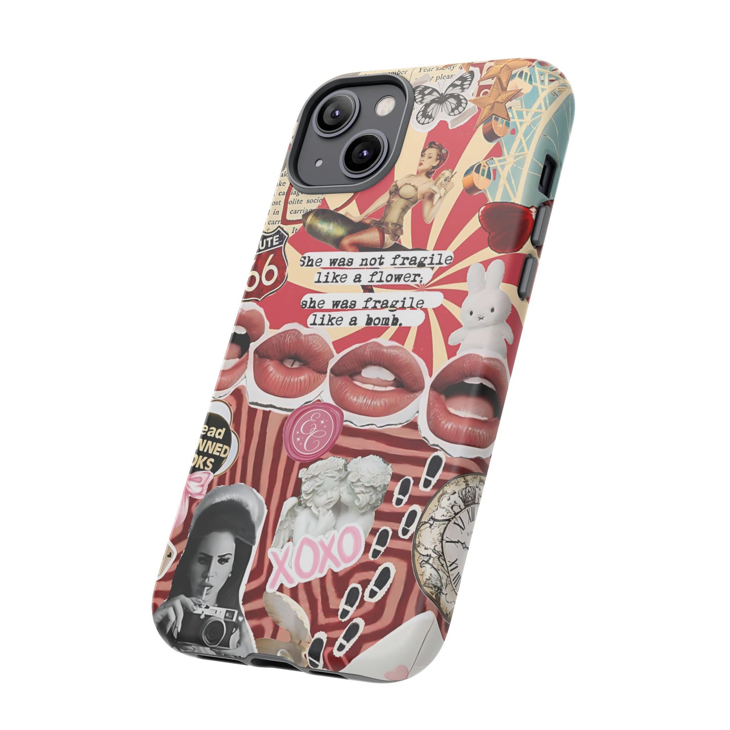 Feminine Aesthetic Retro Collage Tough Phone Case