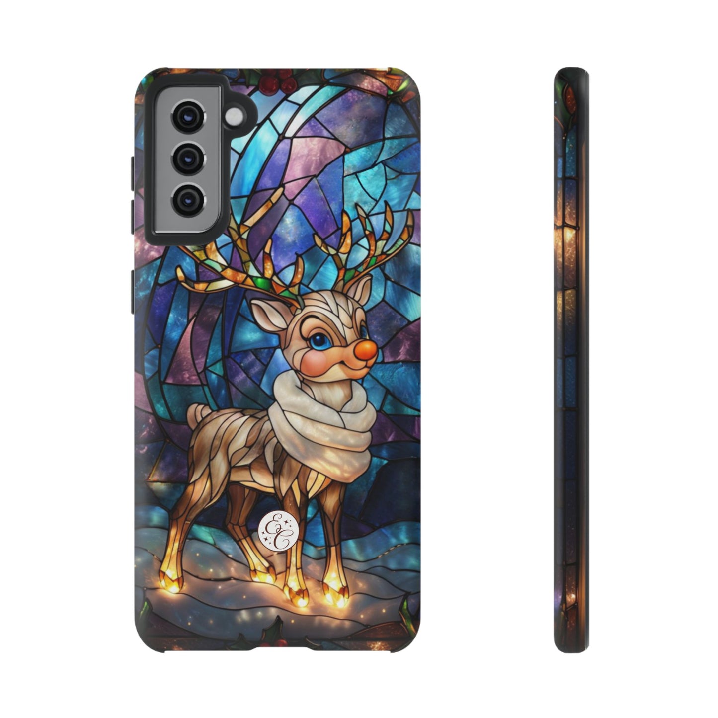 Cute Reindeer Stained Glass Tough Phone Case