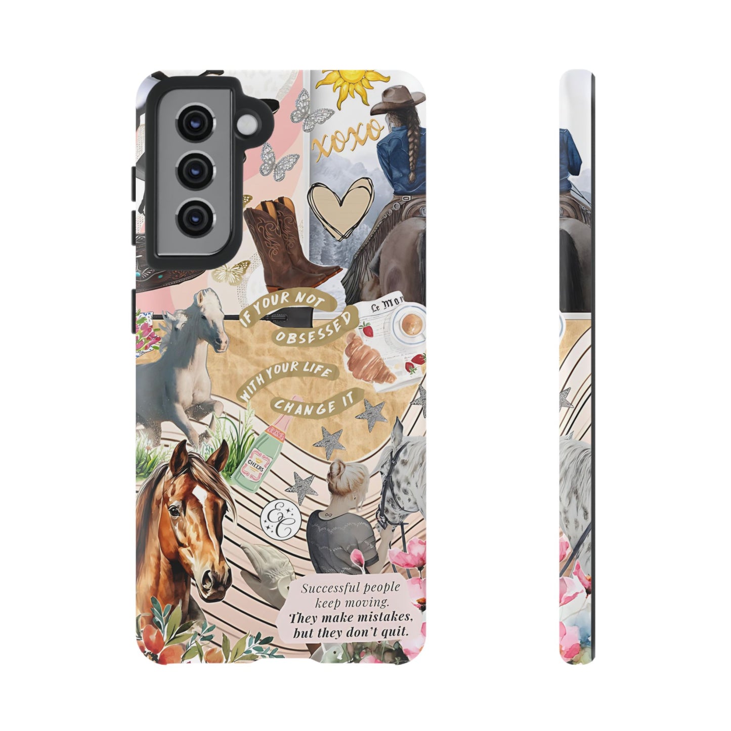 Equestrian Cowgirl Collage Tough Phone Case